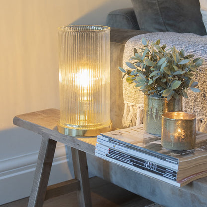 Table lamp Ø 15x27 cm Gold-colored Glass Desk lamp