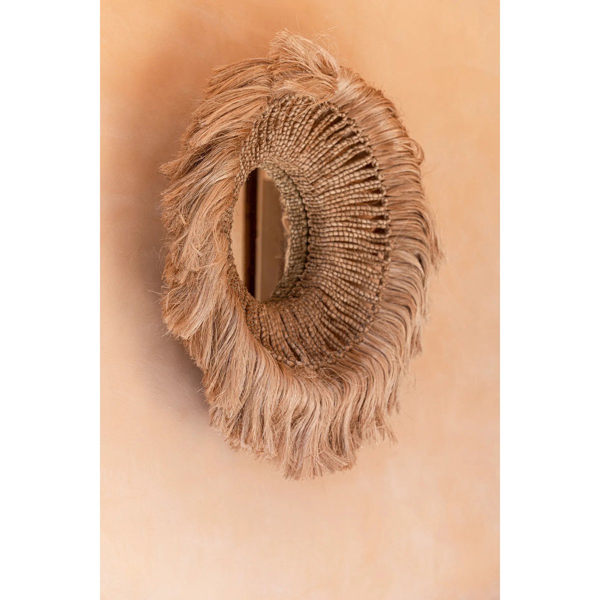 Spiegel komvormig naturel handgemaakt abaca