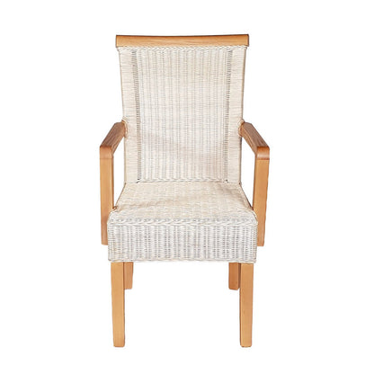 Eetkamerstoelen Set Van 2 Met Armleuningen Rattan Wit Perth