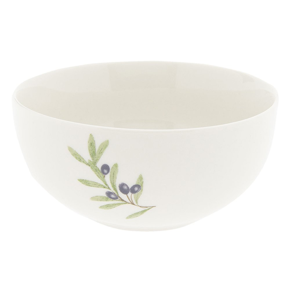Soepkom Ø 14x6 cm Beige Blauw Keramiek Olijftak Serveerkom
