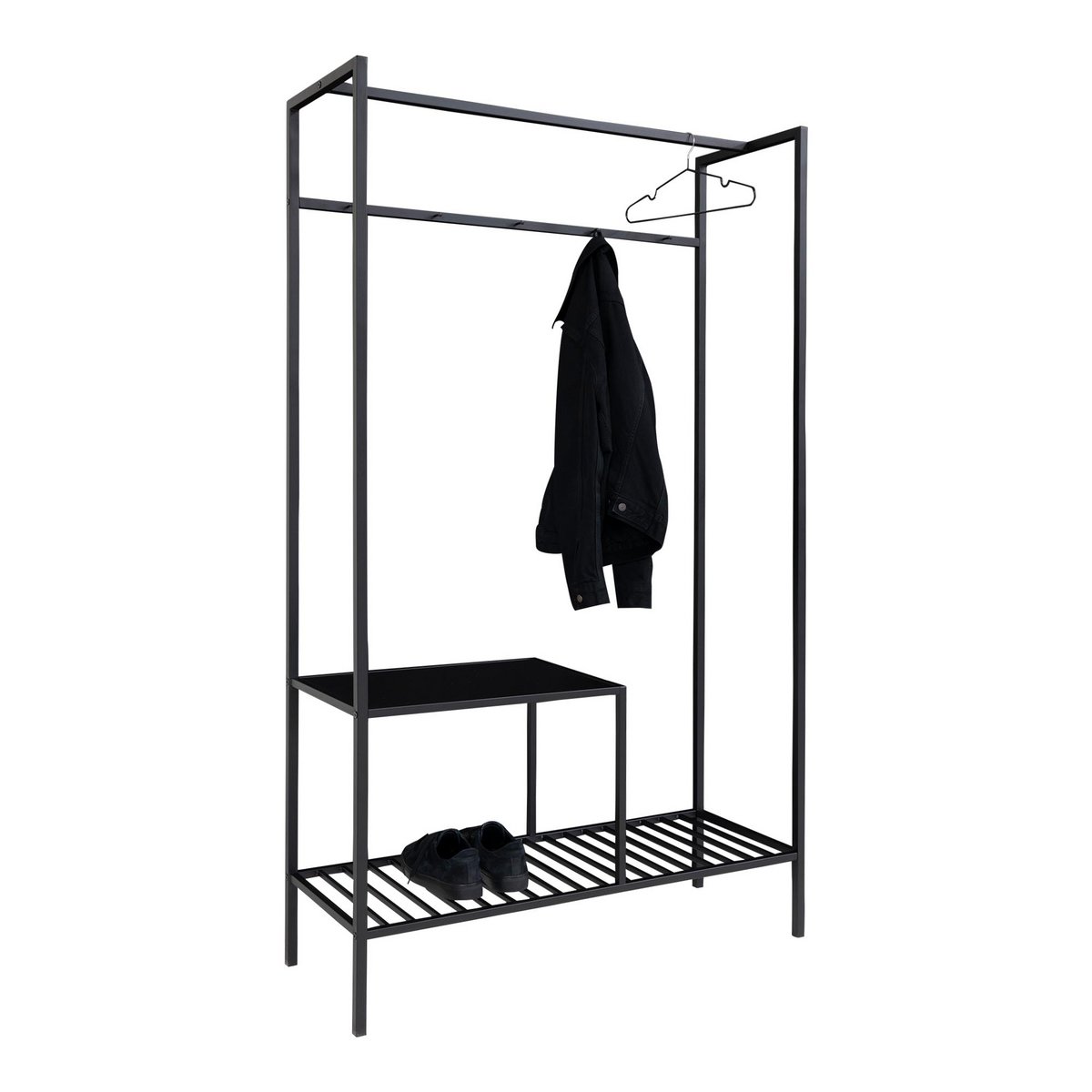 Kledingkast staal 101x38x170 cm zwart open garderobe