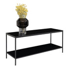 Vita TV Cabinet Black Steel With Spacious Top Shelf 100x36x45Cm
