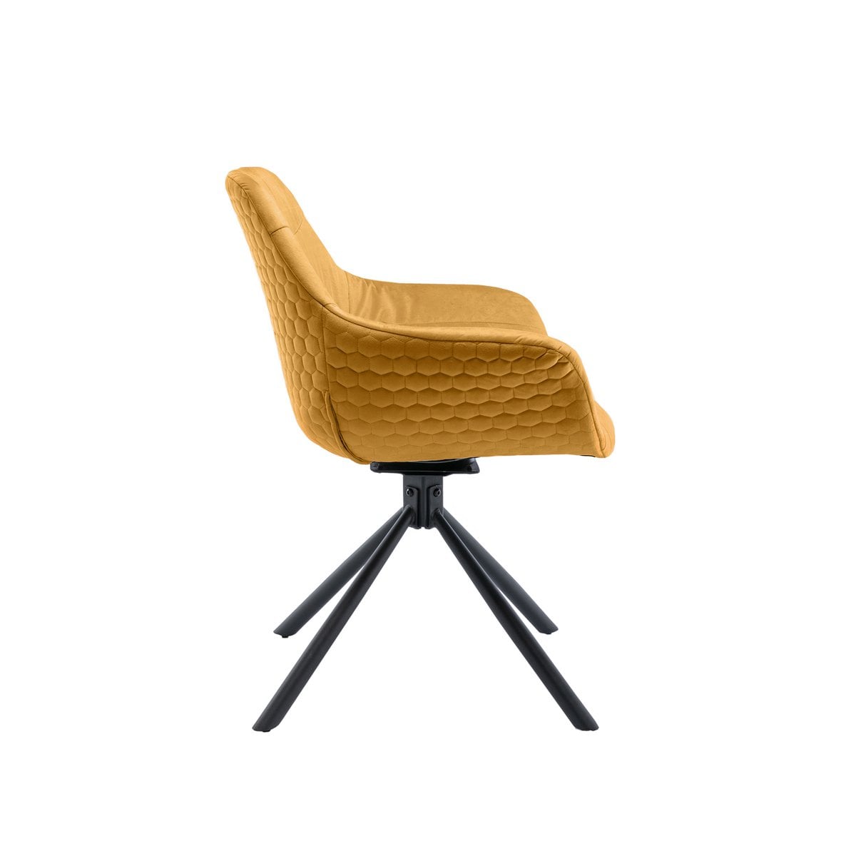 Fauteuil mosterdgeel fluweel honingraatstiksel 64x82x63 cm