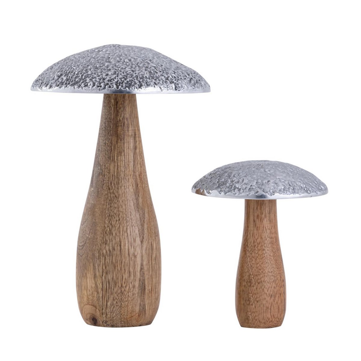 Deco-figuren paddestoelen set massief mango-hout aluminium