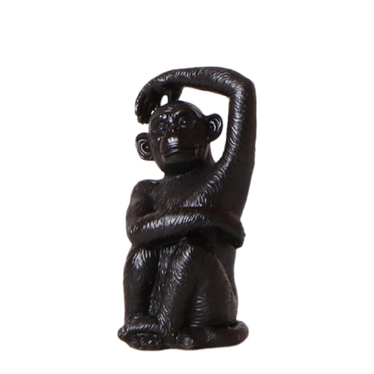 Decoratiebeeld zittende aap 13 cm polystone zwart