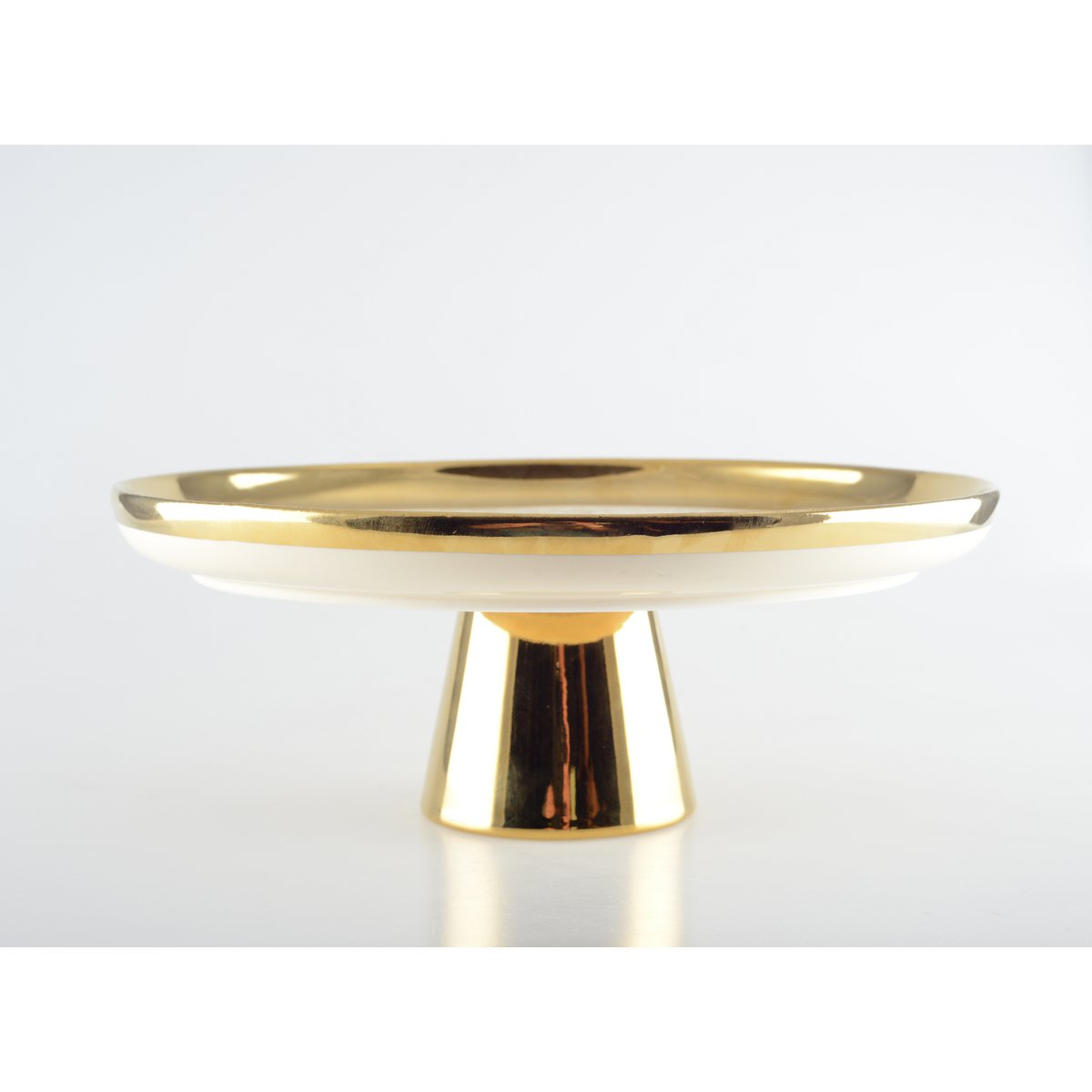 Taartplateau keramiek crème goud 26.5 cm