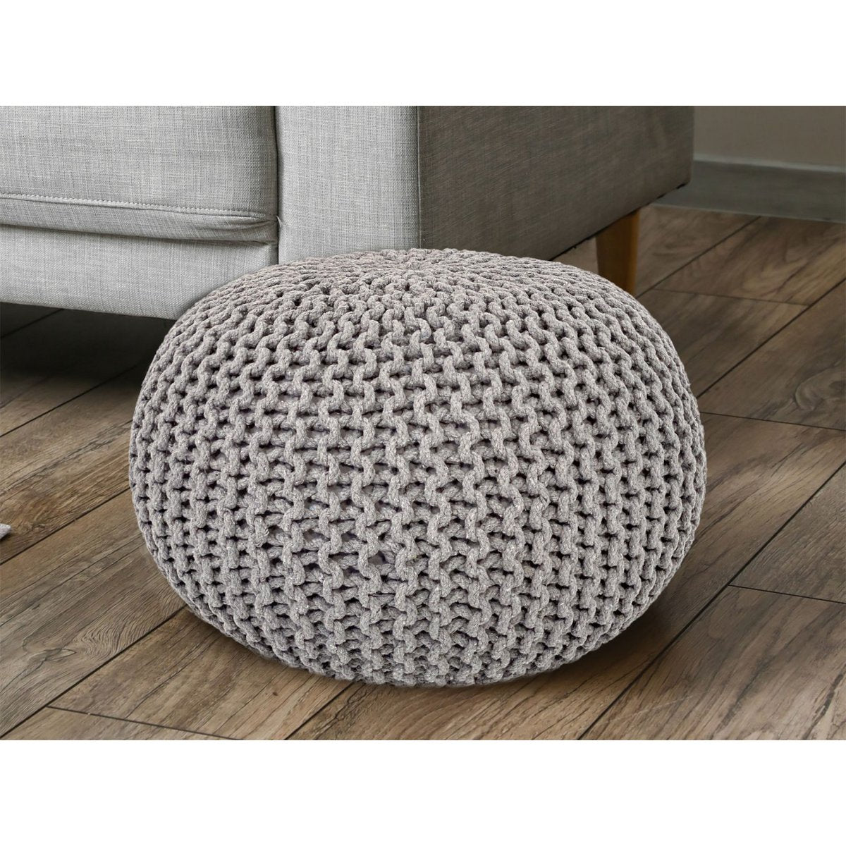 Pouf Ø 55 x 37 cm gebreid gerecycled katoen