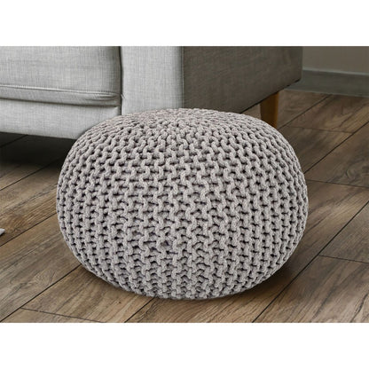 Pouf Ø 55 x 37 cm gebreid gerecycled katoen