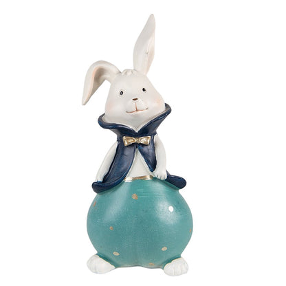 Beeld Konijn 9x8x21 cm Turquoise Polyresin Woonaccessoires