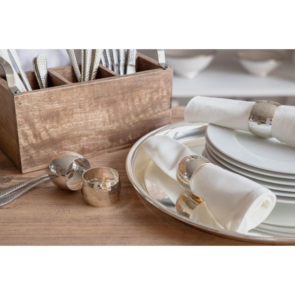 Servetringen set van 4 Ø 4 cm metaal zilver