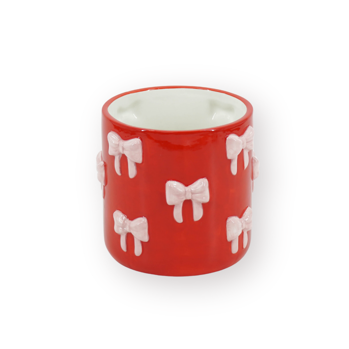 Bloempot 12,5x12,5x13 cm rood/roze dolomiet