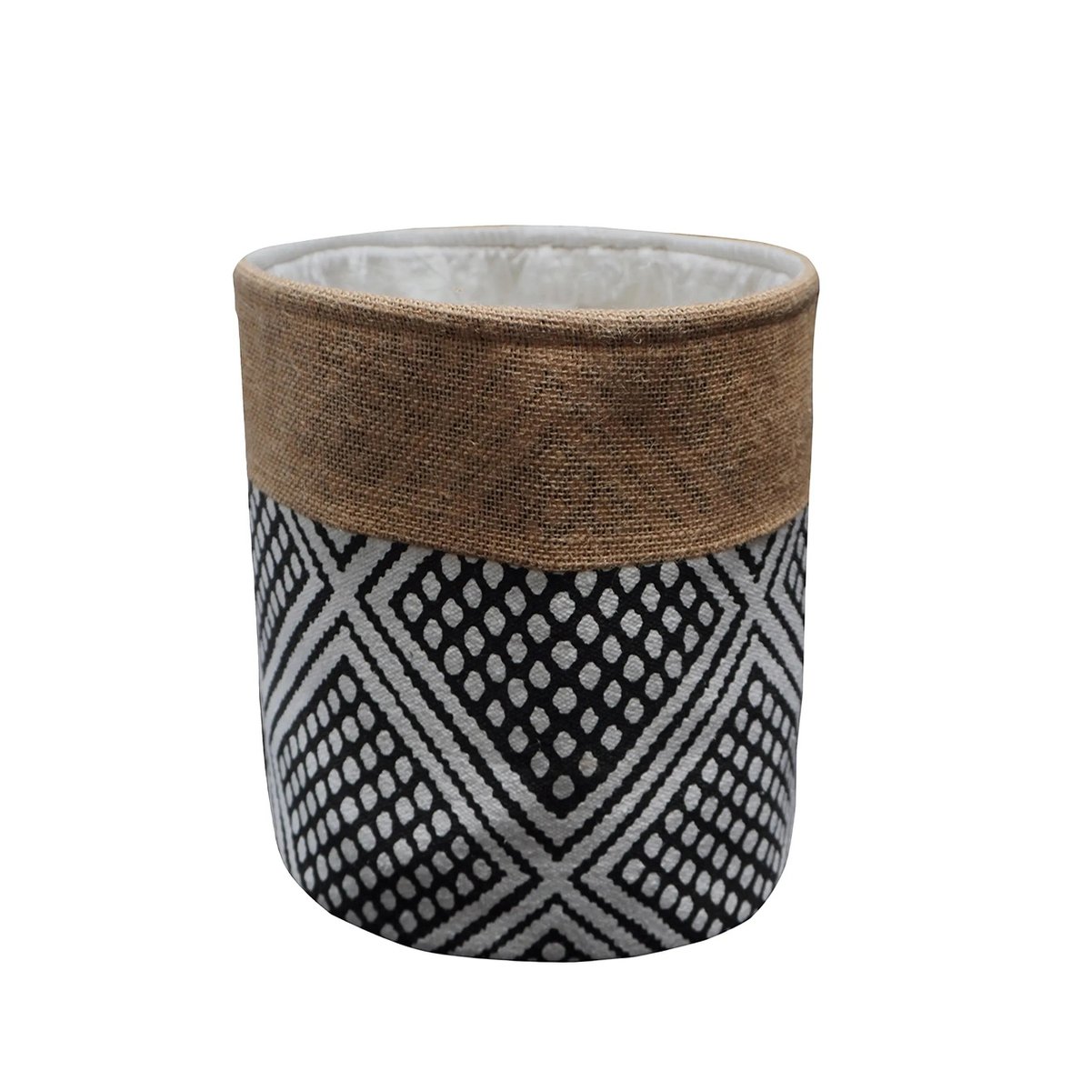 Graphic Pattern Basket / Baskets – With Jute Trim – 30x25 cm – Urbane Hide