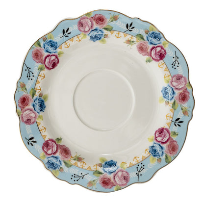 Kop en schotel 160 ml blauw wit bloemen