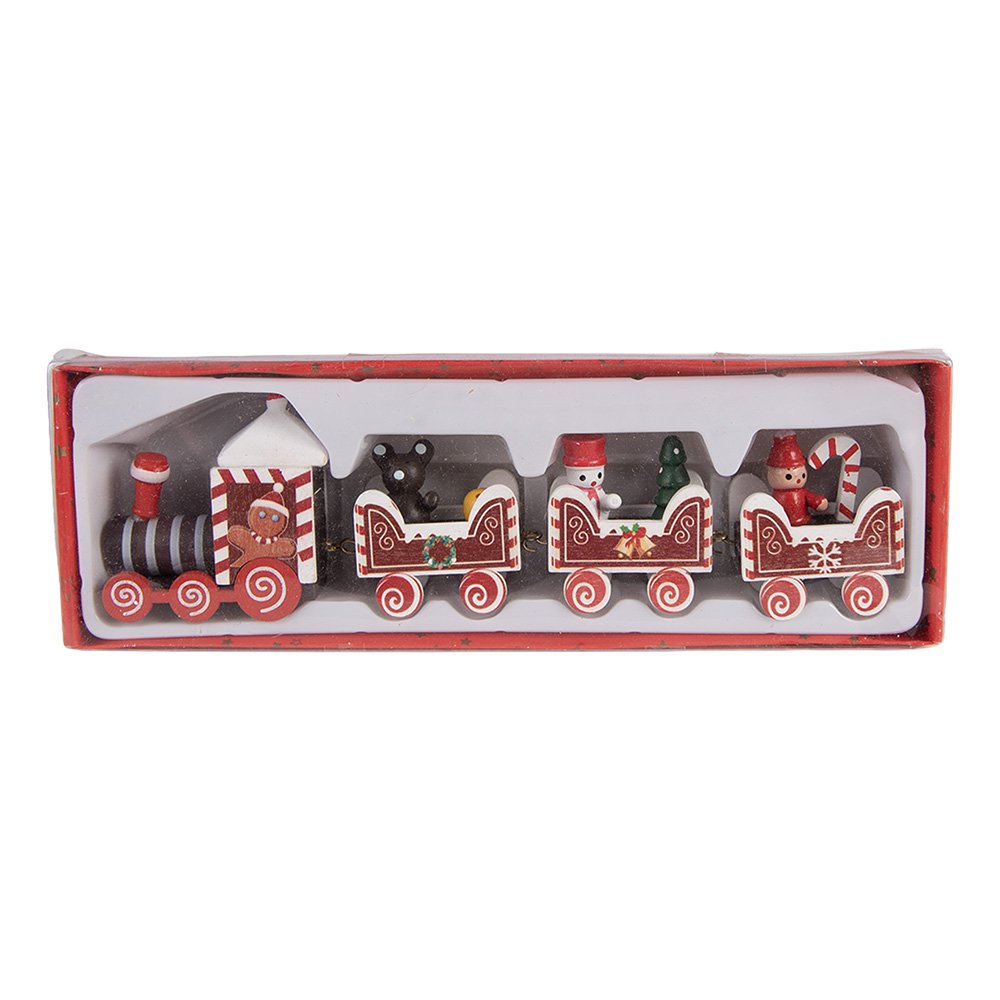 Kerstdecoratie trein 22x2x7 cm rood hout