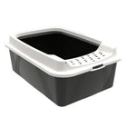 Kattenbak met boveningang 57x39x21 cm zwart/zand