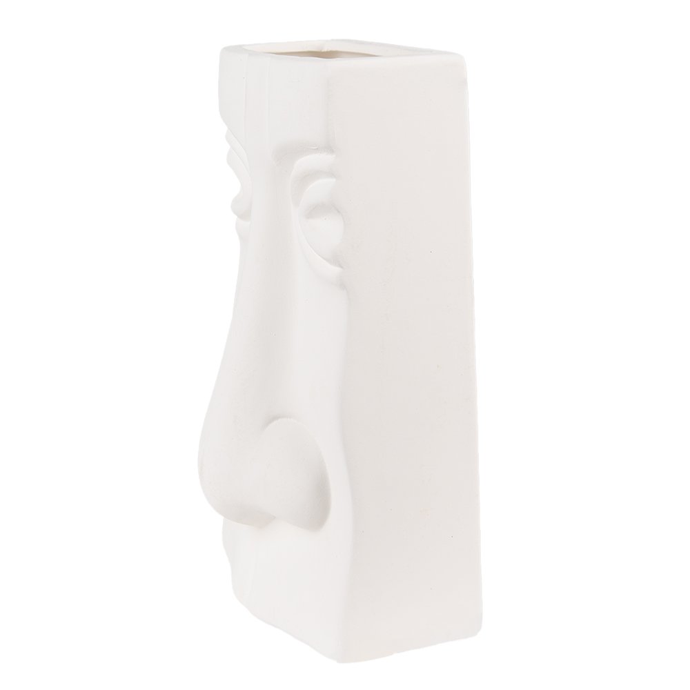 Vaas Gezicht 15x9x25 cm Wit Keramiek Decoratie Vaas