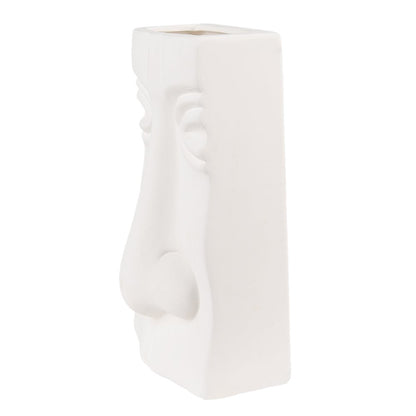 Vaas Gezicht 15x9x25 cm Wit Keramiek Decoratie Vaas