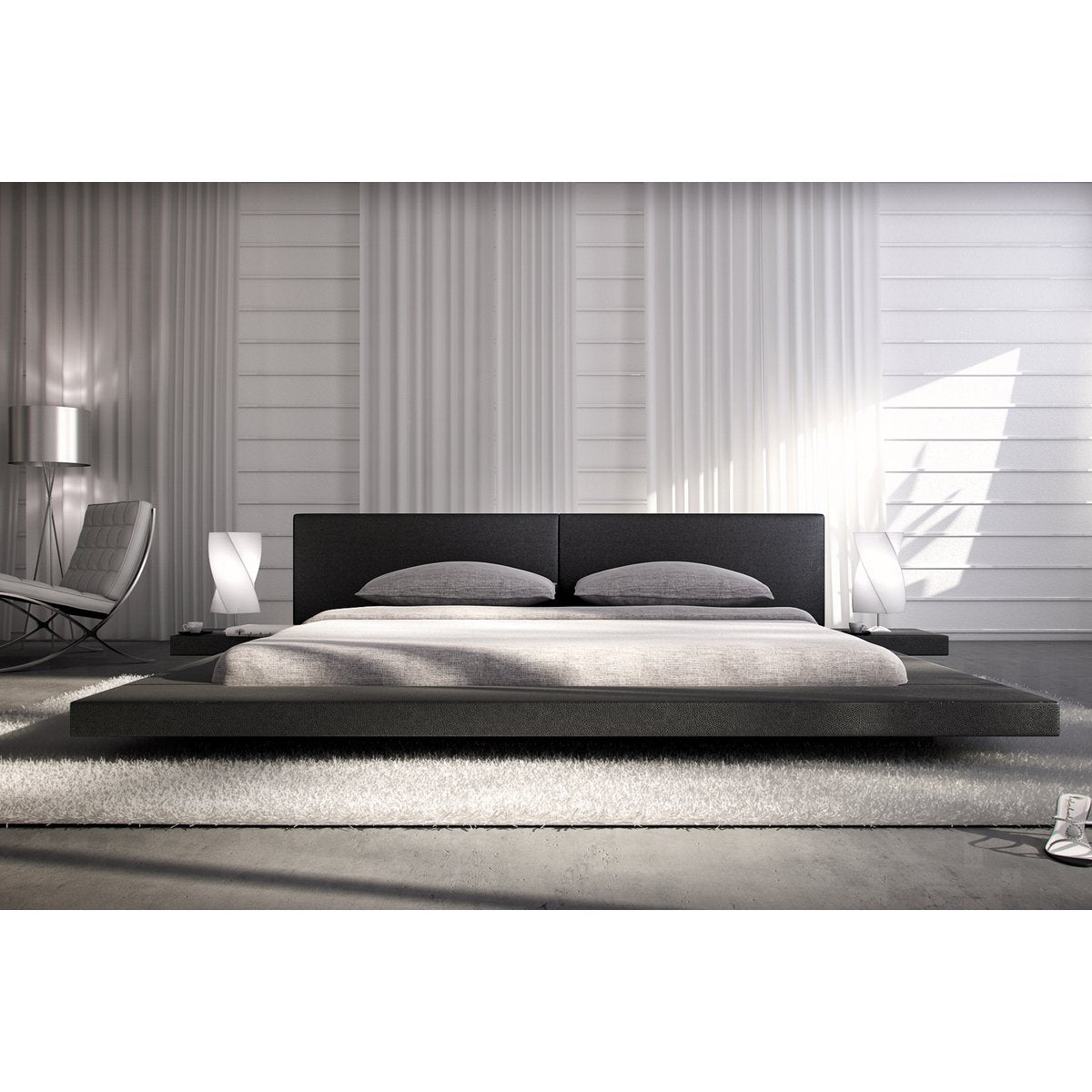 Gestoffeerd bed 140x200 cm zwart kunstleer