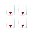 Heart water glasses 300 ml - set of 4