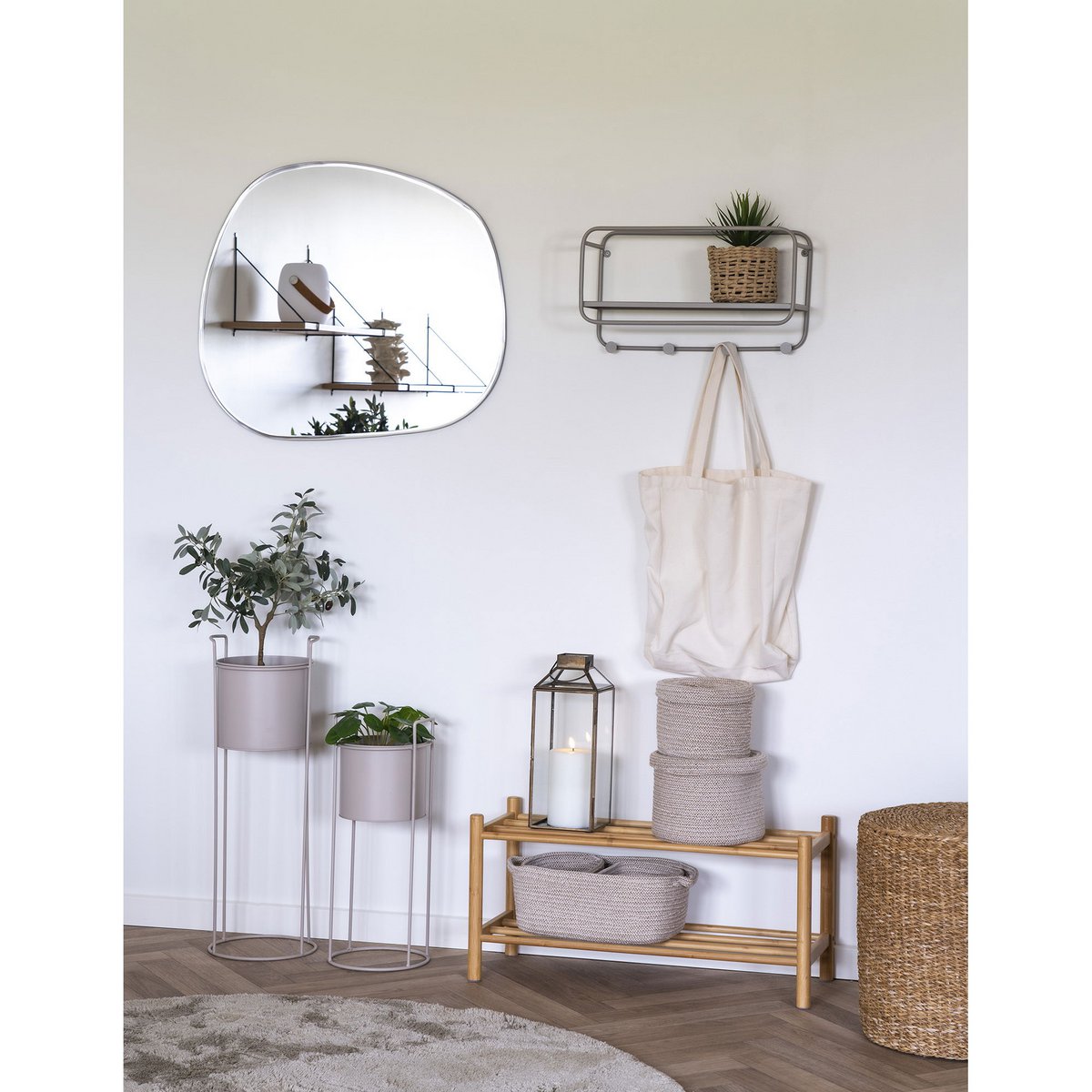Lantaarn 35 cm metaal glas bruin