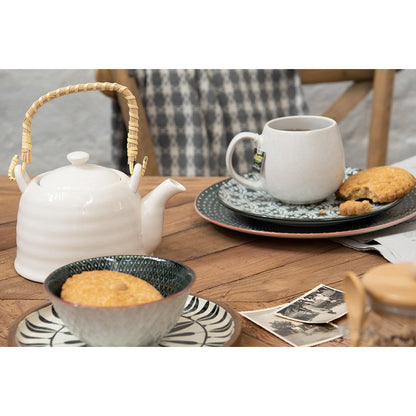 Serveerschalen set van 3 hout Ø28 Ø23 Ø20 cm zwart wit