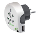 Q2 Power 1.100110 Travel Adapter World-to-Europe USB Grounded