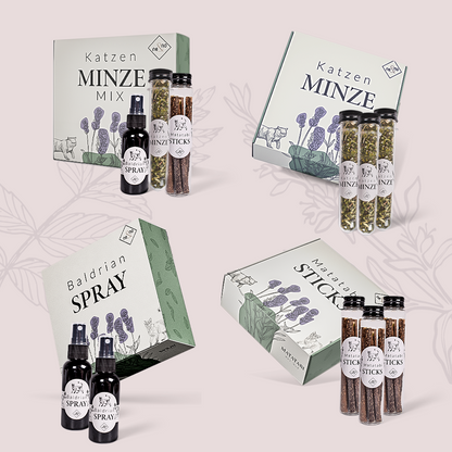 NE & NO® Gift Set Cats Well -being Herbs: Catnint + Valerian Spray + Matatabi Sticks