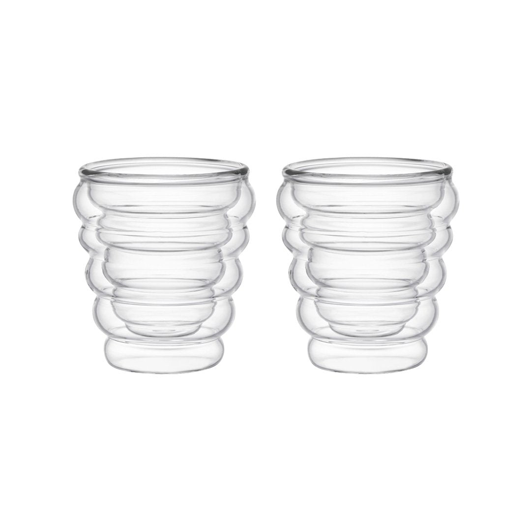 Dubbelwandige glazen bekers 250 ml set van 2
