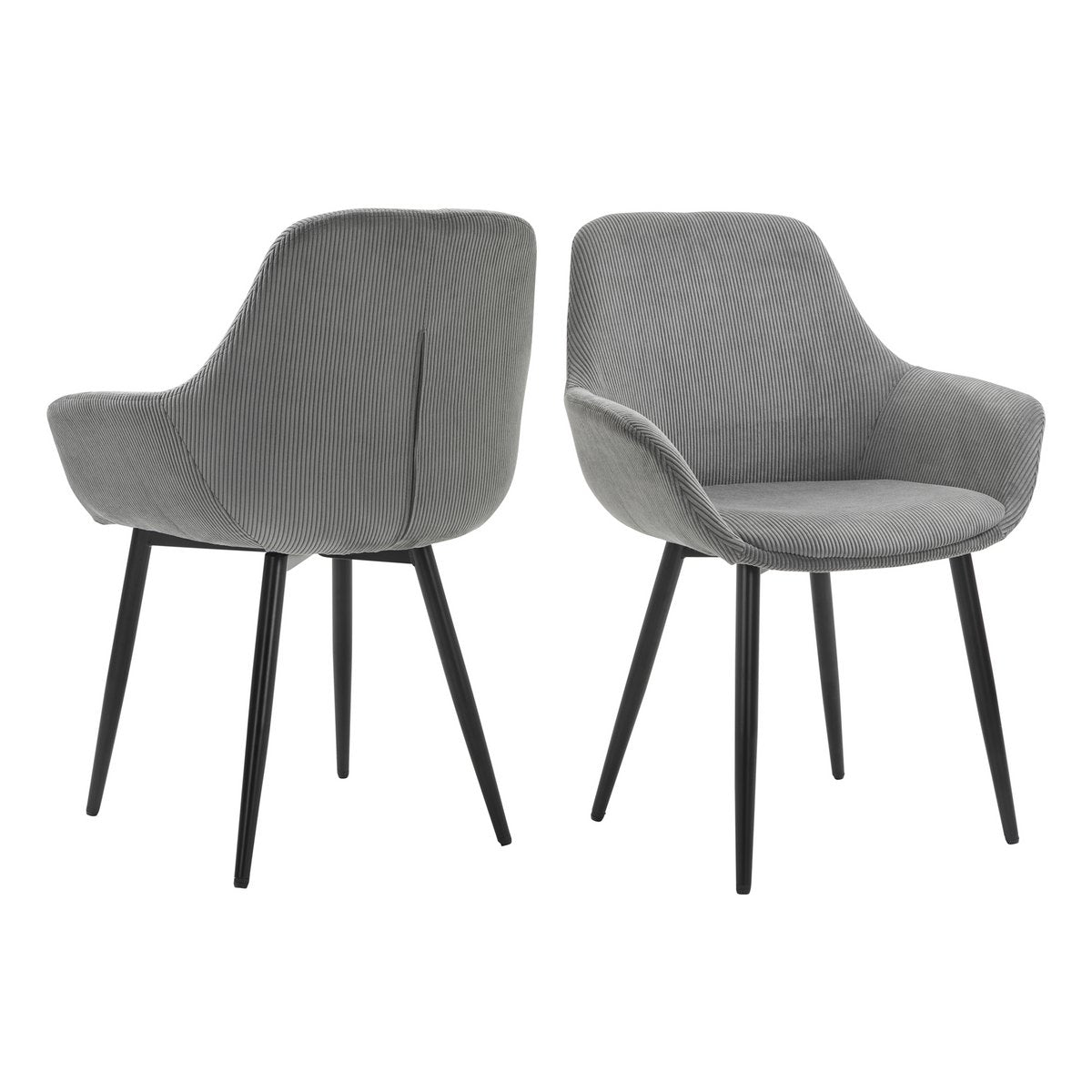 Set Van 2 Corduroy Fauteuils Grijs Met Strak Modern Ontwerp
