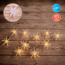 10-light string "3D Stars" - Christmas Decorations made of plastic in white, with firmly installed LEDs
