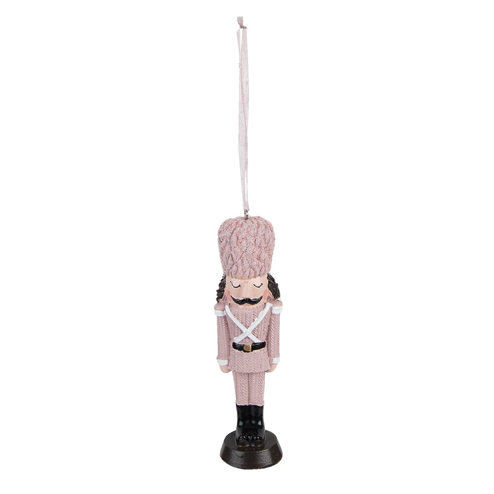 Kersthanger Notenkraker 13 cm roze polyresin
