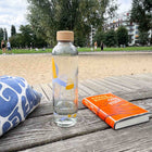 Glazen waterfles 0,7 L blauw