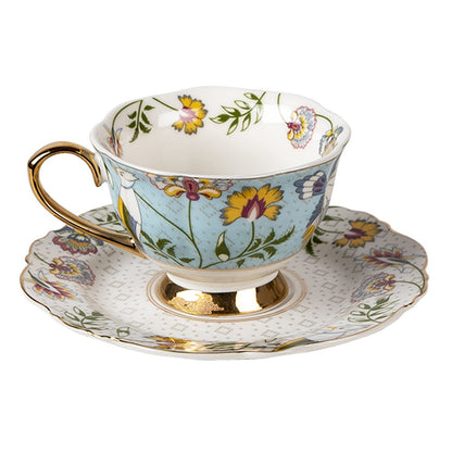 Kop en schotel 200 ml wit blauw porselein