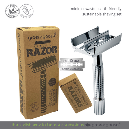 Scheerset safety razor vlindersluiting RVS