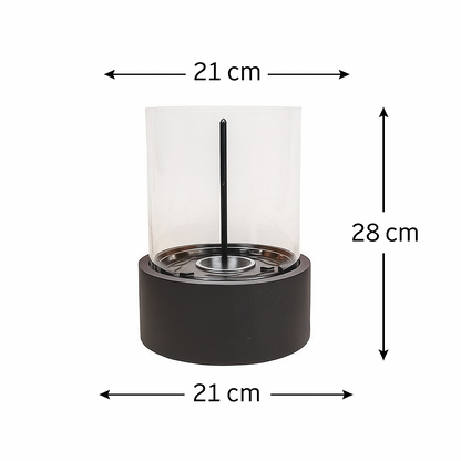Tafelhaard rond metaal glas zwart 21x21x28 cm
