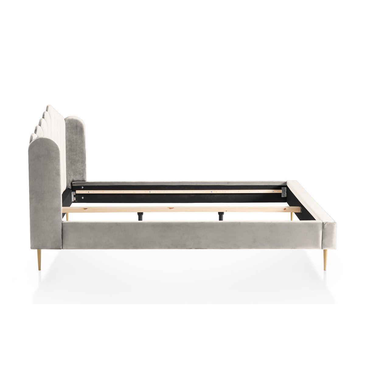 Bed schelpdesign fluweel 180x200 cm goud