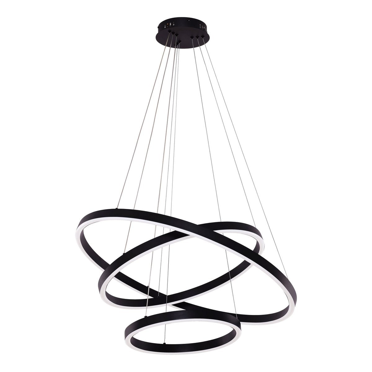 Pendant Lamp Neo Black Three Rings 40 60 80 cm Matte Black