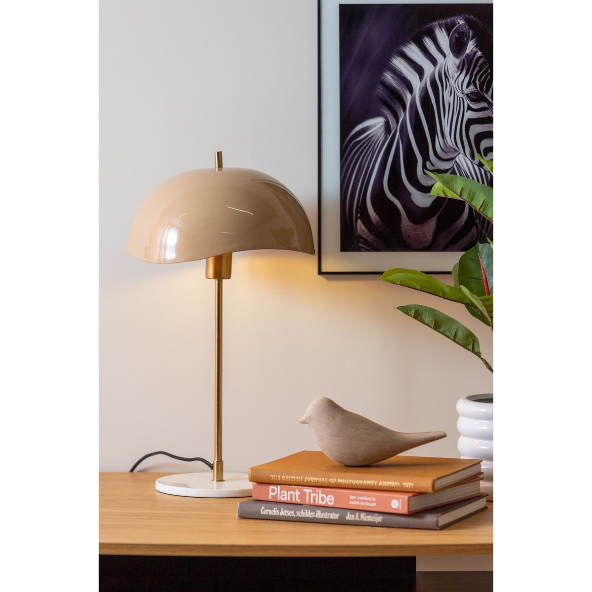 Tafellamp Wave Dome 30x53 cm bruin ijzer