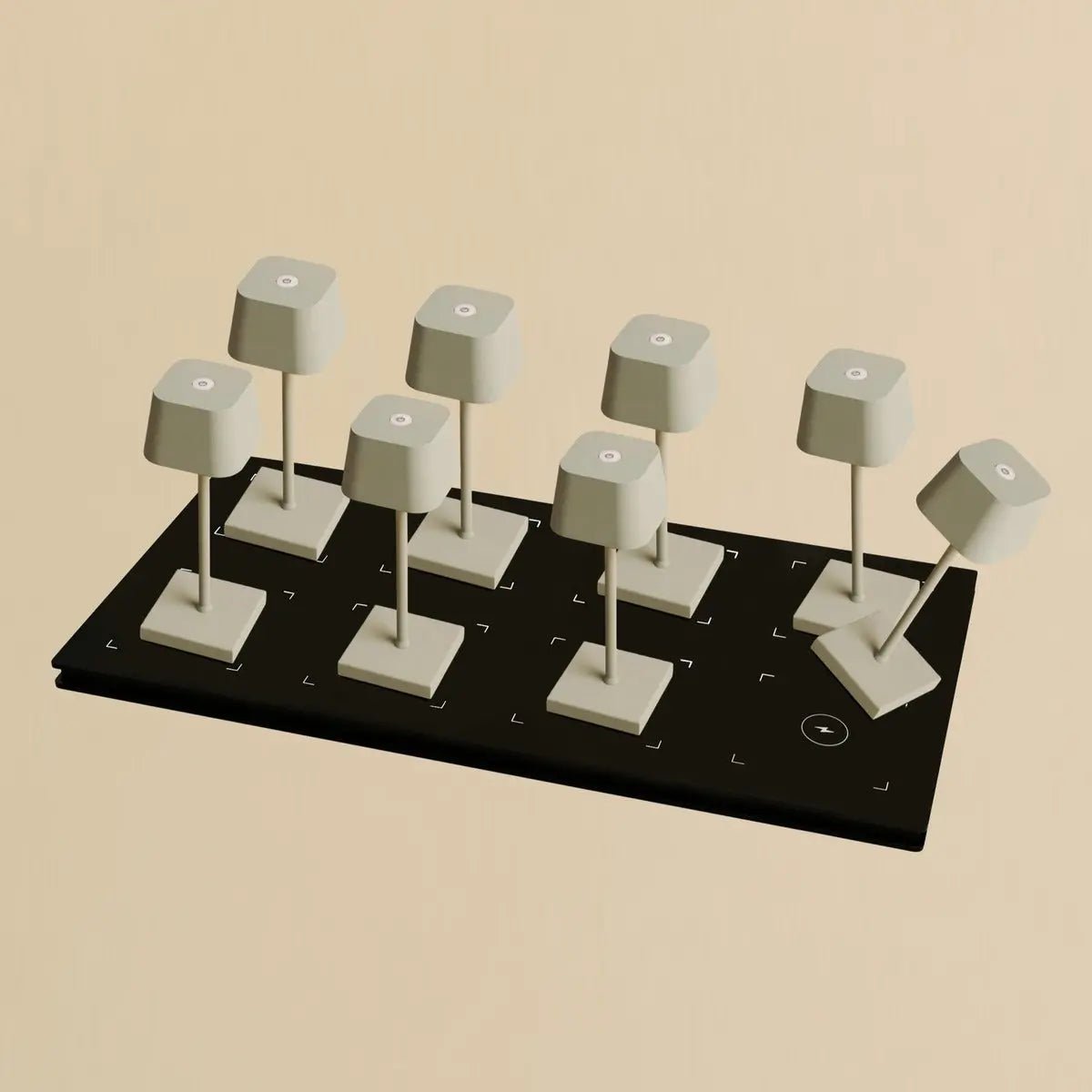 Tafellampen set 8x Sarphati Mini Shadow Grey met laadstation