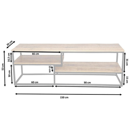 Liverpool TV Meubel Met Zwart Mat Metalen Frame 150x51x36 cm