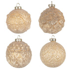 Kerstbal 4 stuks Ø 10 cm geel glas