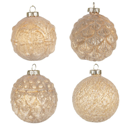 Kerstbal 4 stuks Ø 10 cm geel glas