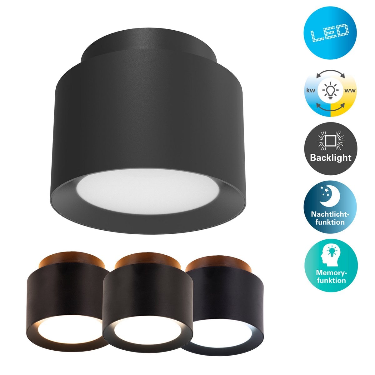 LED spot 14 cm zwart kunststof