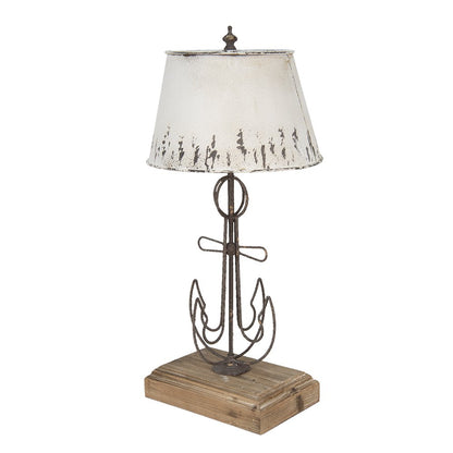 Table lamp Ø 35x79 cm beige brown wood desk lamp