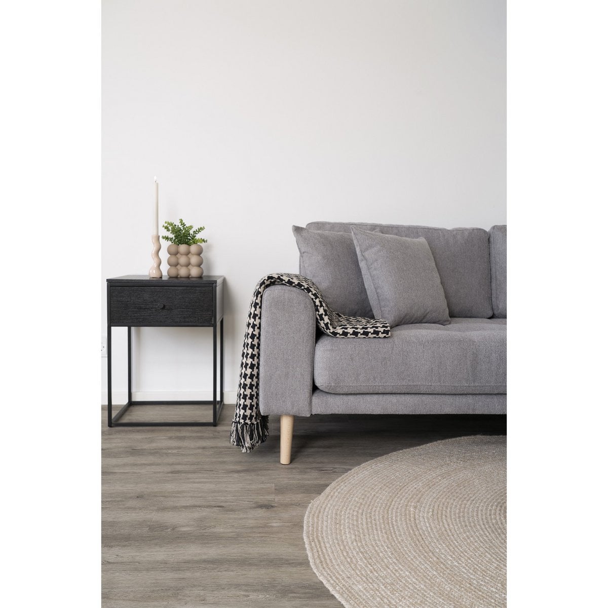 Plaid 130x180 cm zwart beige gerecycled katoen polyester