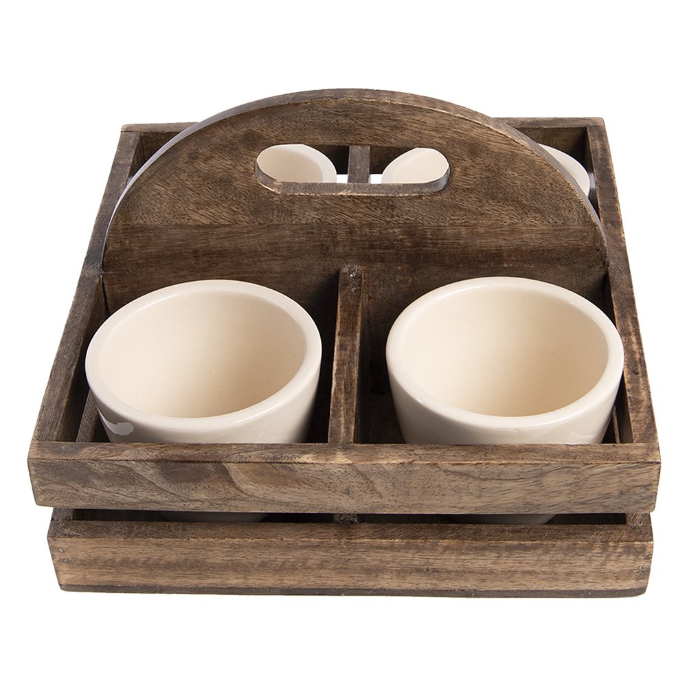 Bloempot set 4 stuks 24x24x17 cm bruin hout