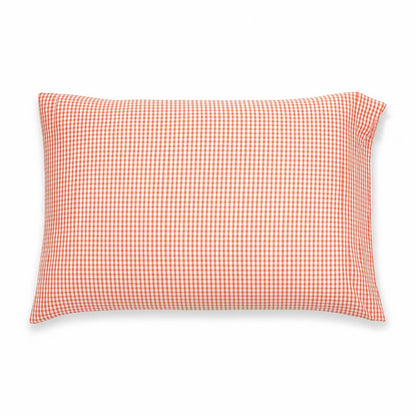 Kussensloop biologisch katoen wit oranje gingham