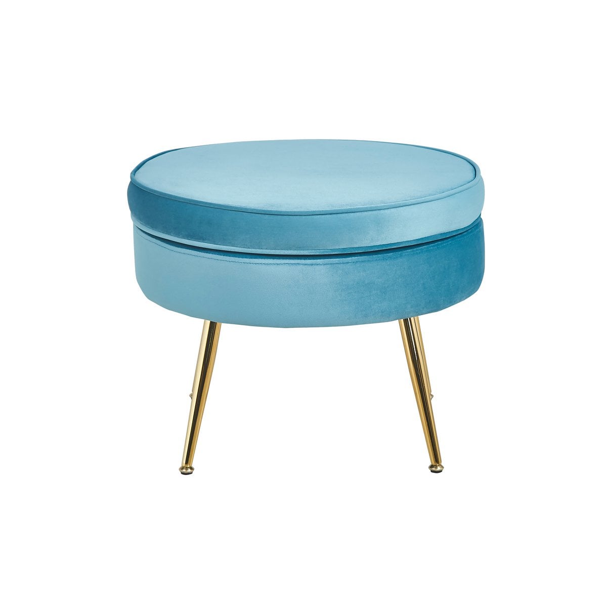 Round velvet pouf blue