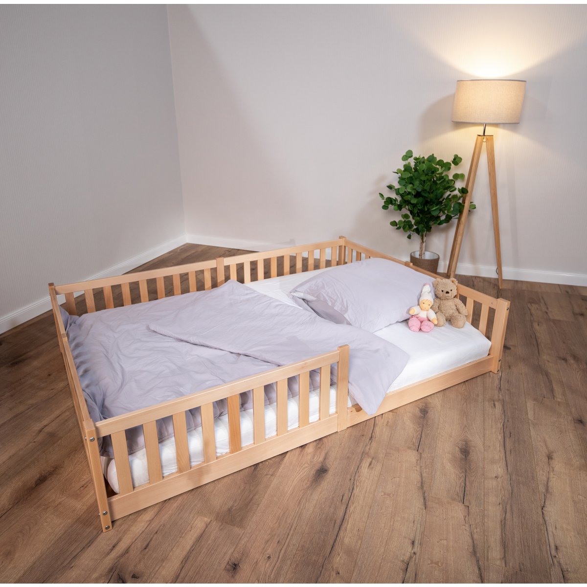 Tissi® vloerbed / huisbed Enno 90x200 cm Beech Nature incl. Opt. Dak