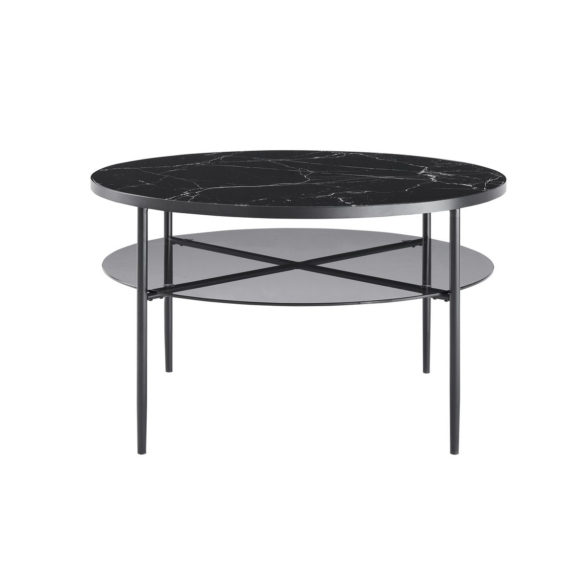 Salontafel rond Ø 81 cm zwart metaal glas